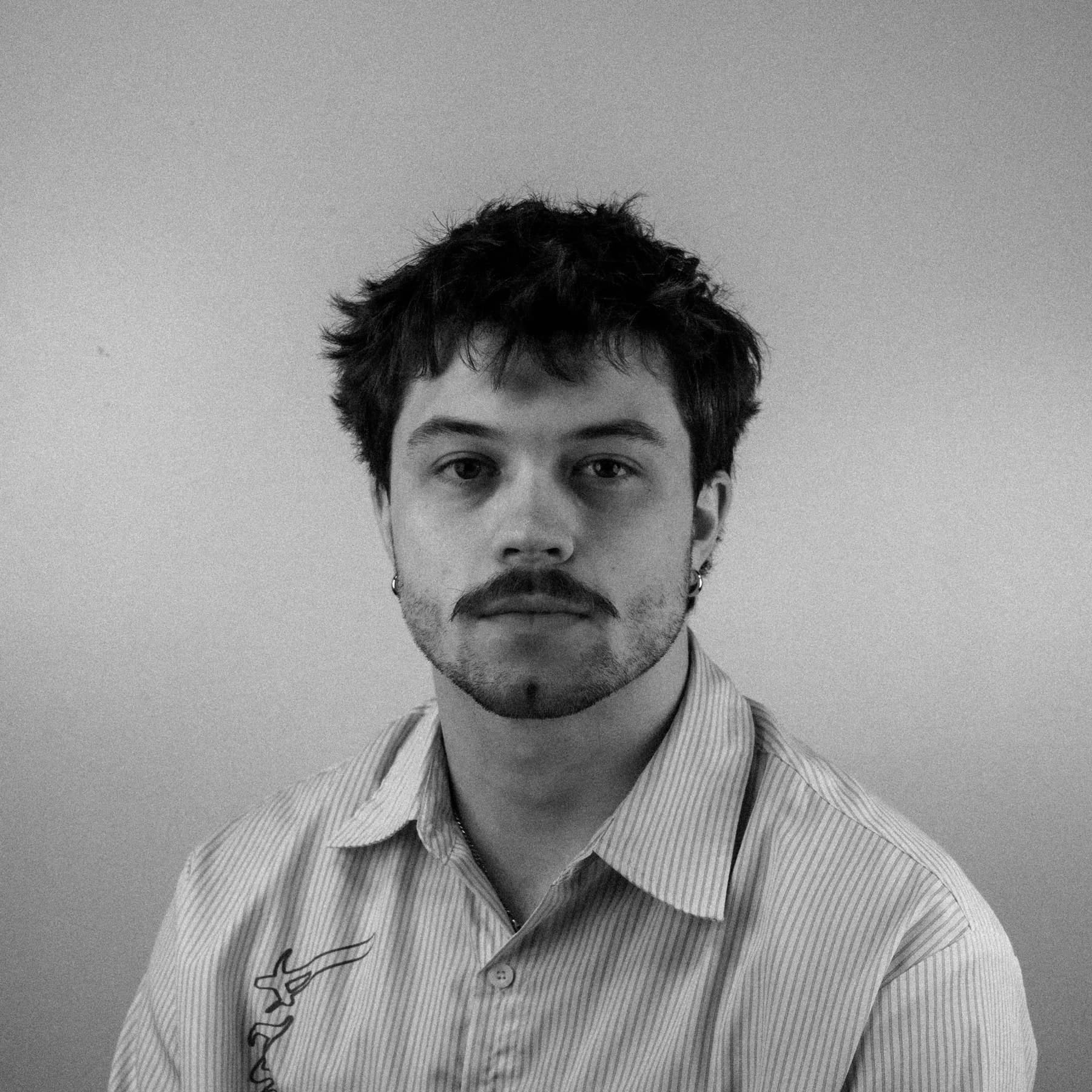Black and white portrait of Kade Gilbertson